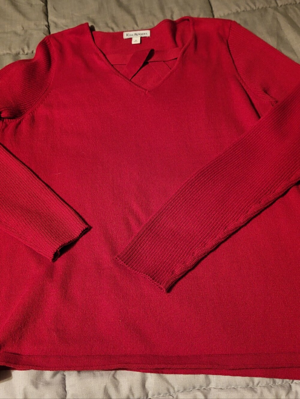 Kim Rogers V-Neck Sweater in Red